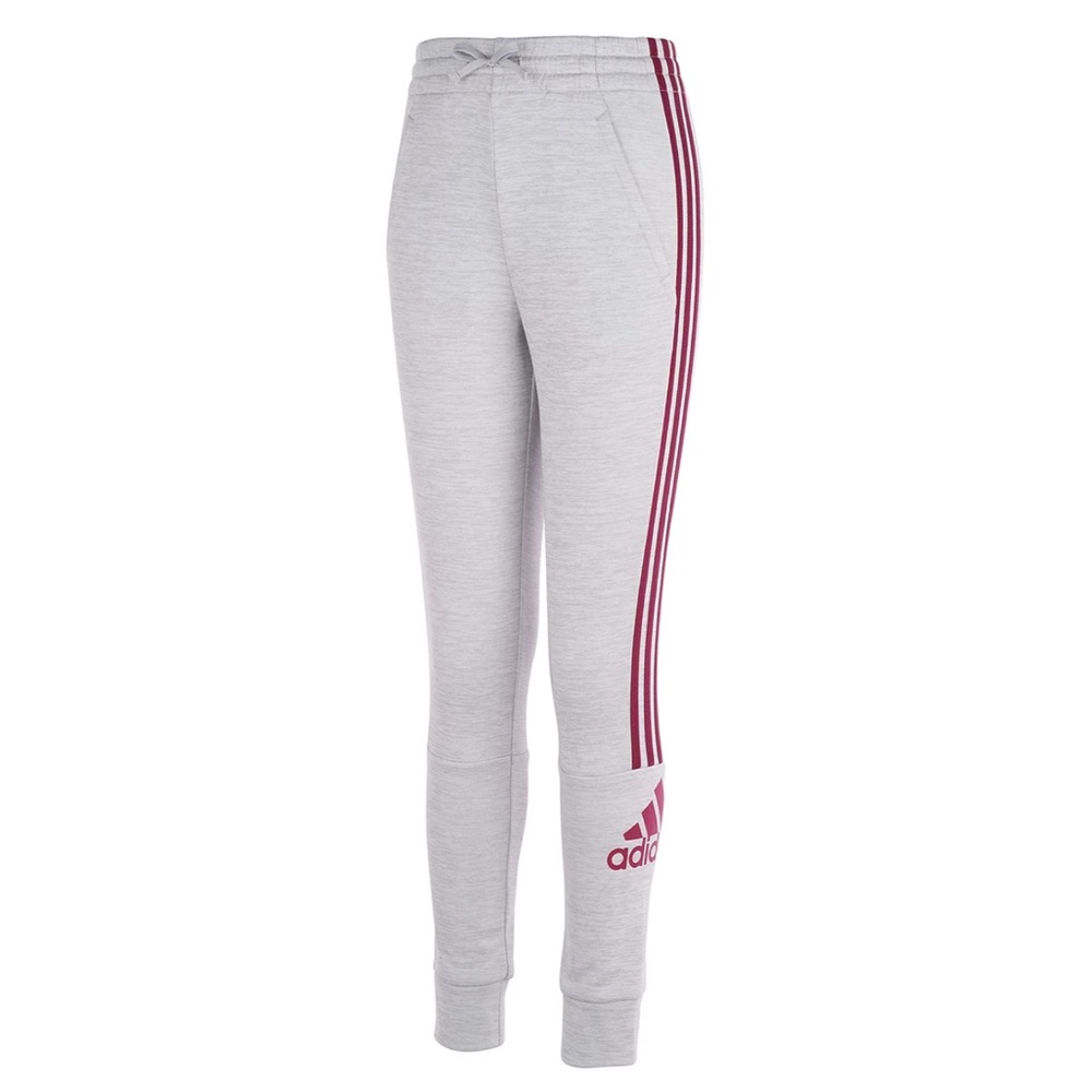 Adidas 3 Stripe Track Pants Girls Size 14 Gray And Pink